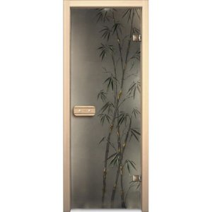 Дверь для бани стеклянная Акма Бамбук с фьюзингом 690х1890 мм