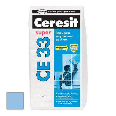 Затирка цементная Ceresit CE 33 Super голубая 2 кг