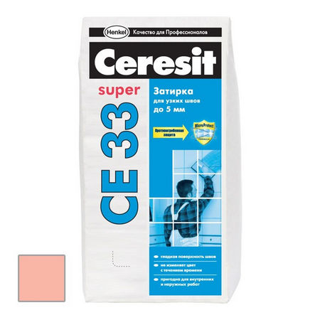 Затирка цементная Ceresit CE 33 Super розовая 2 кг